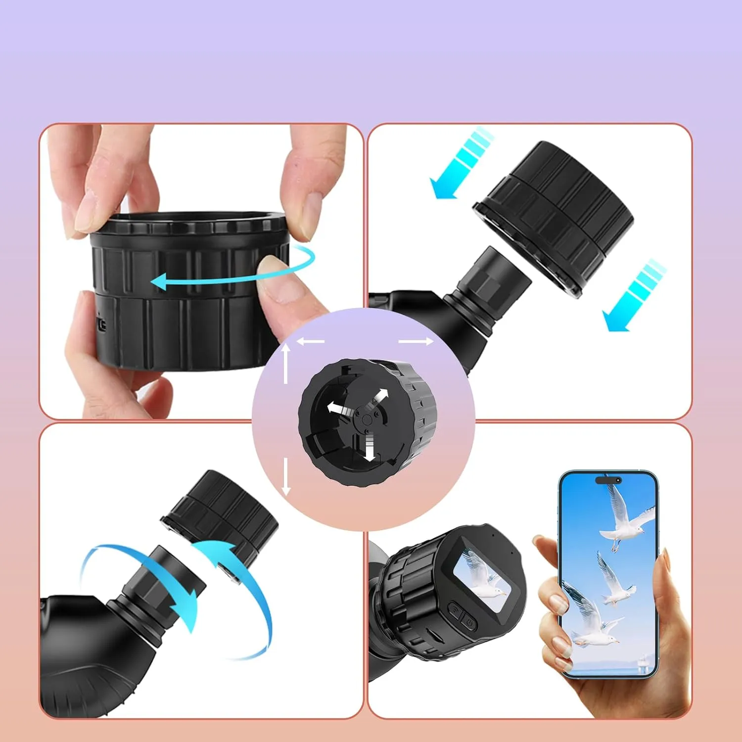 WiFi Electronic Eyepiece,Telescope and Microscope Accessories,Telescope Image HD Amplifier,2K Video Recording,Camera Recording Via App,Built-in WiFi,25mm-50mm Eyepiece (64GB w/Screen)