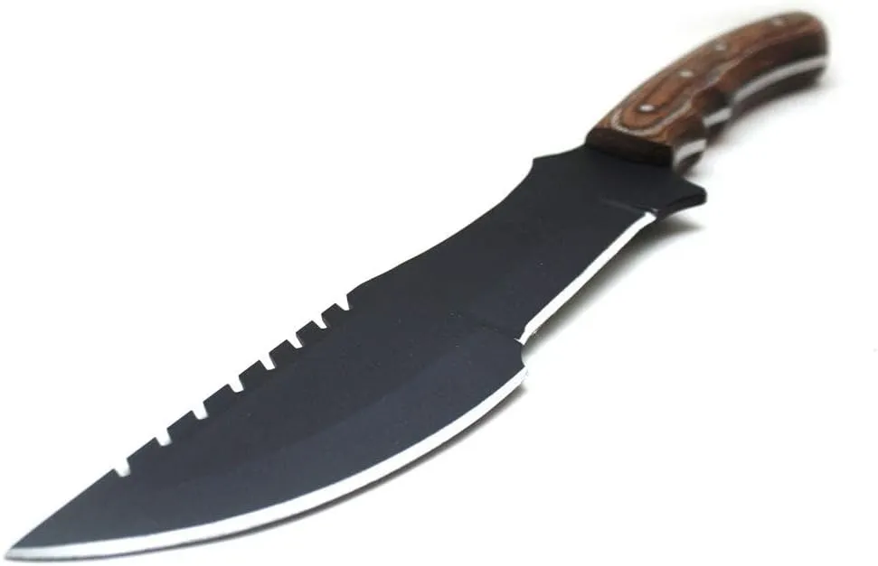 Wild Turkey Handmade Collection 15" Full Tang Fixed Blade Tracker Knife w/Leather Sheath (Black)