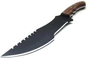 Wild Turkey Handmade Collection 15" Full Tang Fixed Blade Tracker Knife w/Leather Sheath (Black)