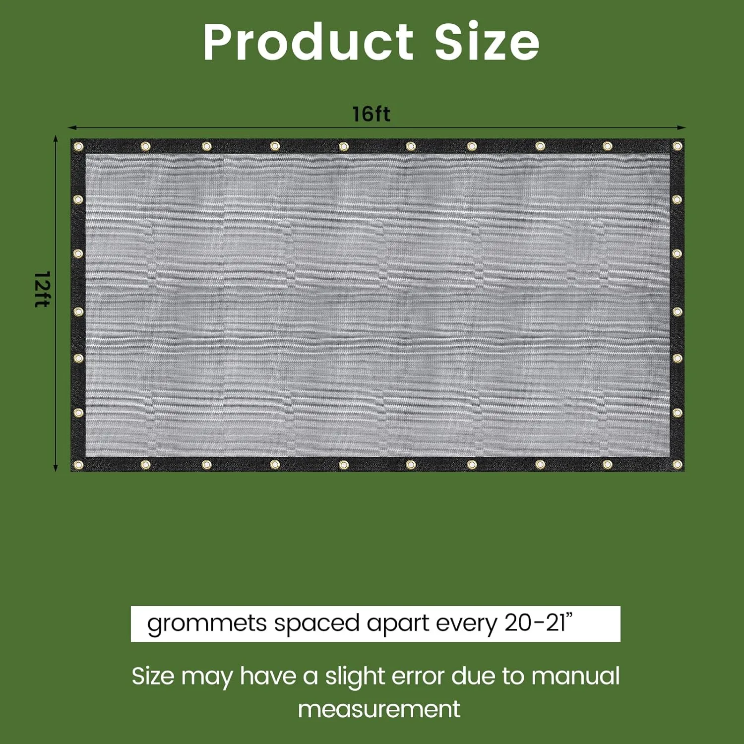 [Windscreensupplyco] 60-70% 12 FT X 16 FT Mesh Tarp/Shade Cloth 9-Needle Knitted Heavy Duty Black with Grommets for Green House, Garden, pergola, Pools, Dump Truck - MT1216BLKX1