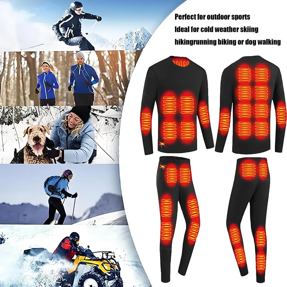Winter Men Women heated thermal underwear Set USB Charge 28 Zone intelligent Heated thermals top and bottom set