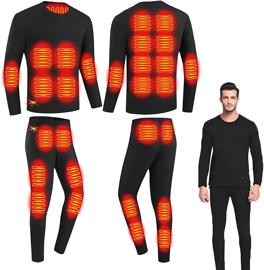 Winter Men Women heated thermal underwear Set USB Charge 28 Zone intelligent Heated thermals top and bottom set