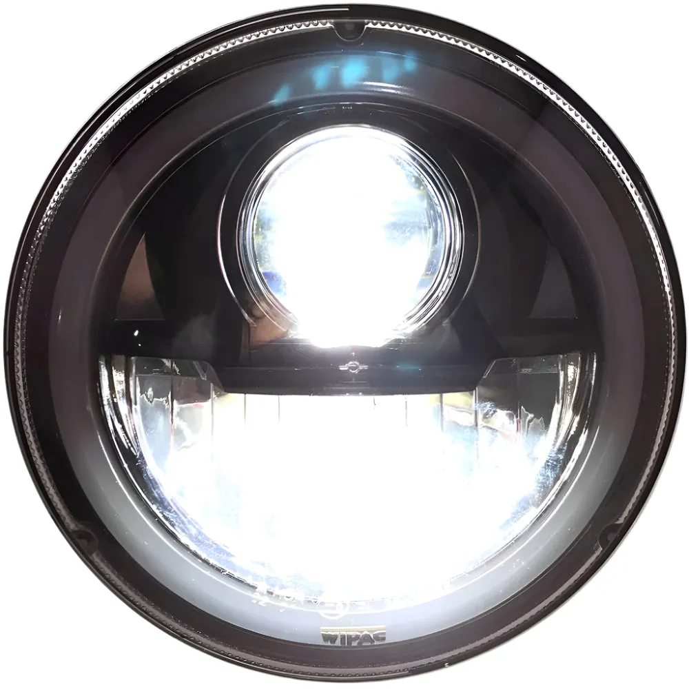 Wipac  LED Projector Style Replacement Headlamp With Halo Sidelight and Black Bezel