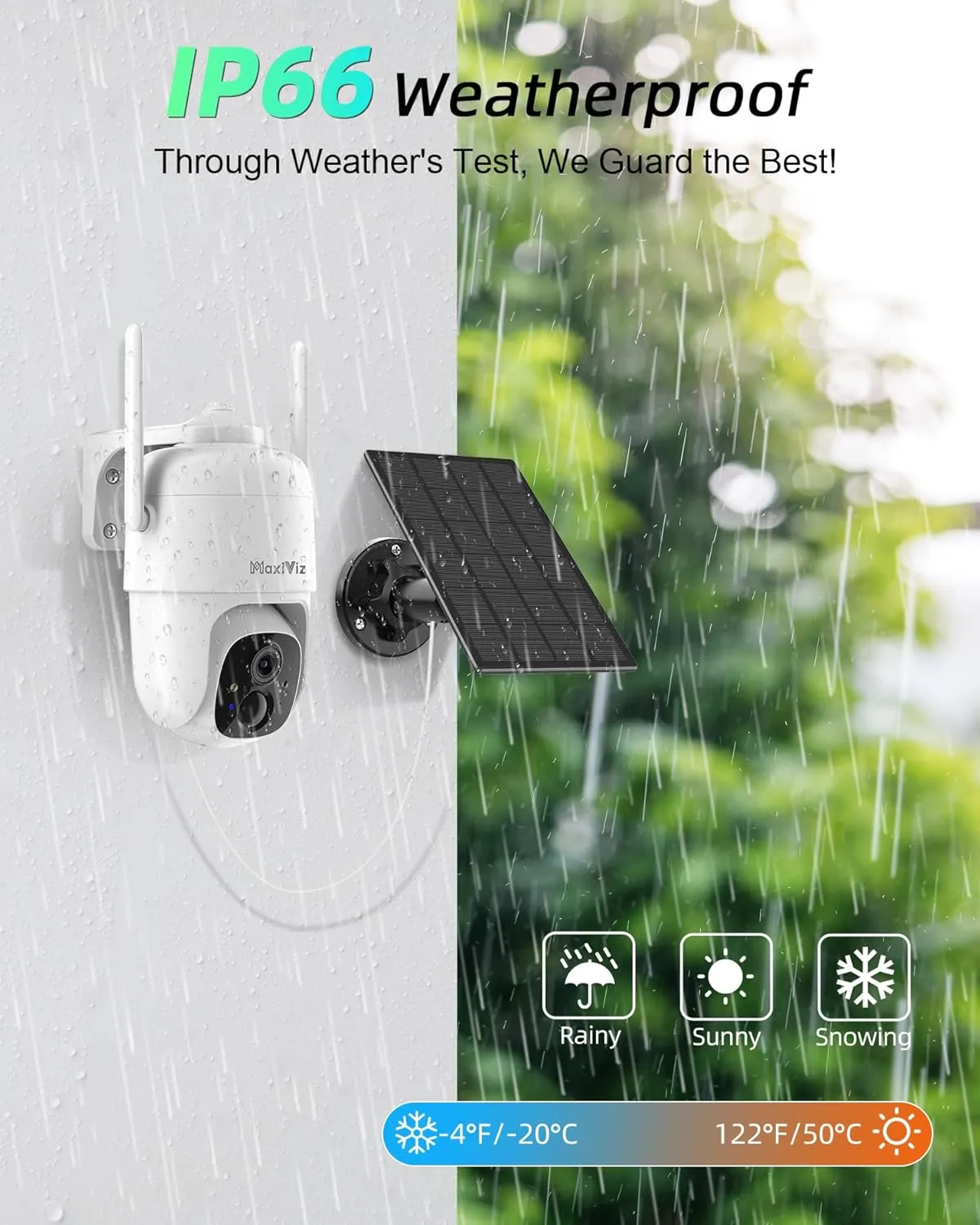Wireless Solar Security Camera Outdoor, Home Security Cameras with Solar Panel 360° Live View, 2K Color Night Vision, AI Motion Detection, IP66 Weatherproof, Local/Cloud Storage (2 Packs)