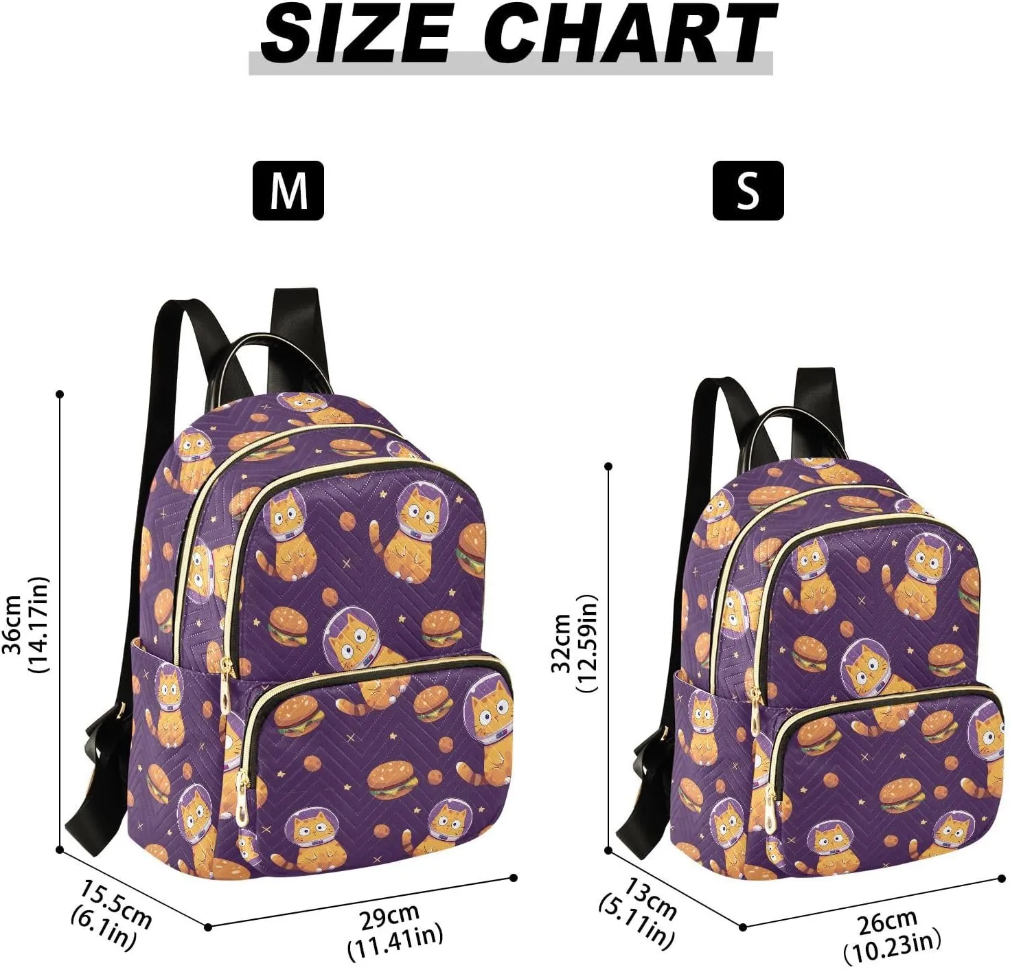 Women Backpack Astronaut Cat Hamburger Funny Backpack Purse Lightweight Small Casual Daily Travel Back Pack