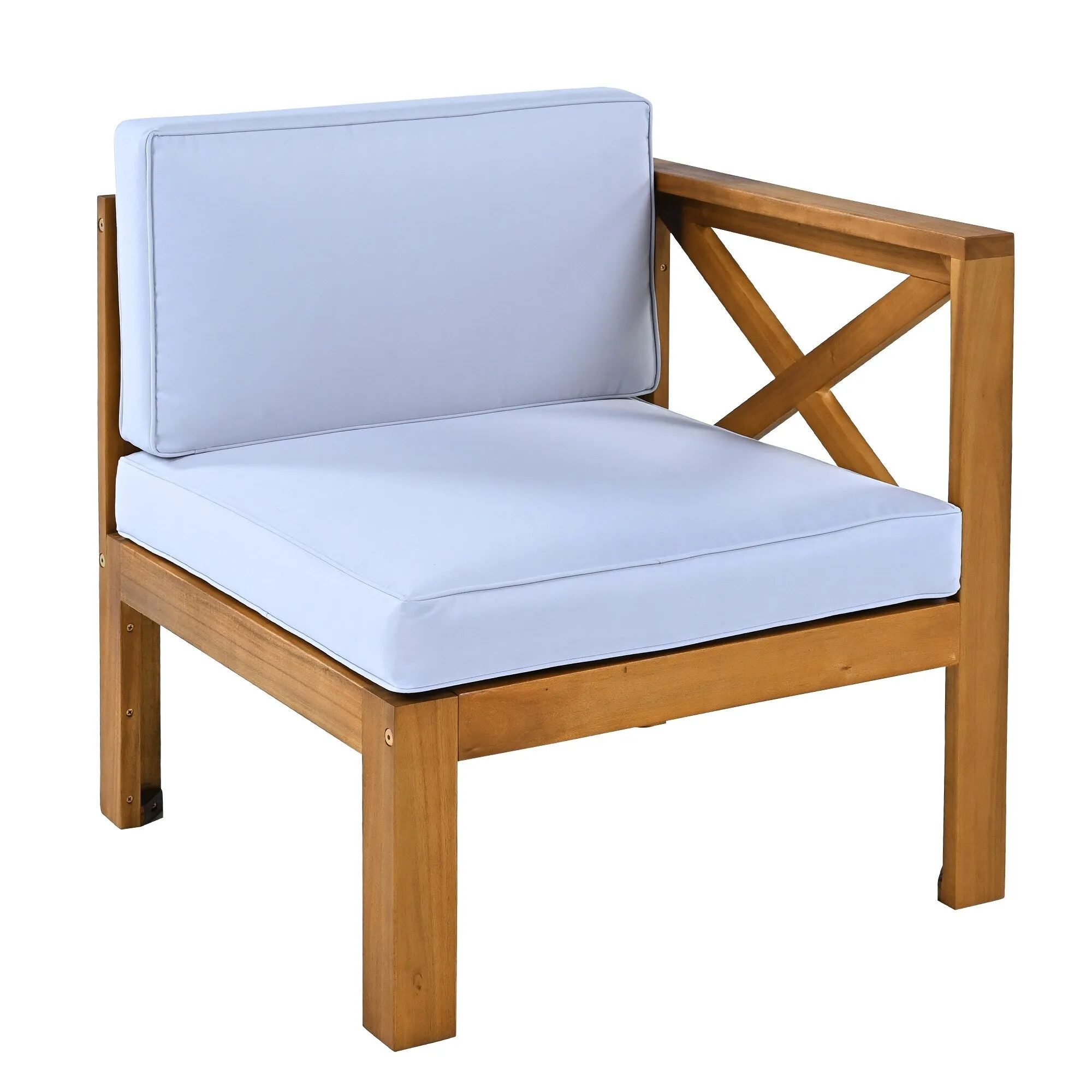 Wooden Sectional Sofa with Chaise Lounge Seating Group Set wEnd Table