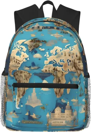 World Geography Map Casual Backpack Multi-Purpose Leisure Day Bag, Lightweight and Comfortable,fit for Vacation, Black, One Size