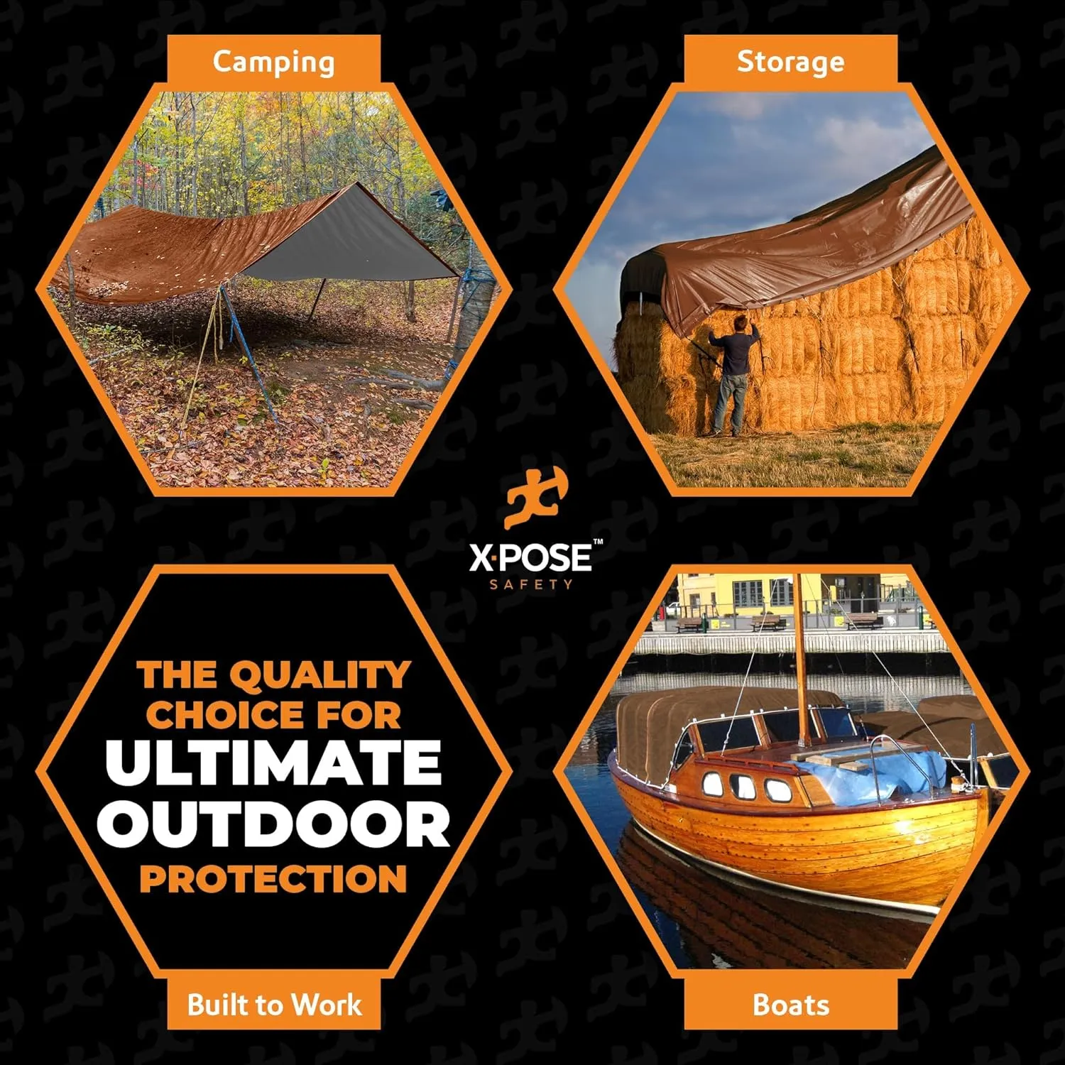 Xpose Safety 10' x 12' Ultra Heavy Duty Tarp (2-Pack) - 20 Mil Waterproof Tarps for Camping, Outdoor Adventures & Tent Cover, UV Protection, Reinforced Corners, All-Weather Durability