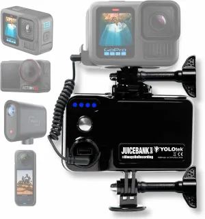 YOLOtek Veteran Owned - Portable Charger for GoPro Battery Pack Hero 13, 12, 11, 10, 9 DJI, Insta360, MEVO & More - Go Pro External Battery, Power Bank Camera - 7800mAh JUICEBANK