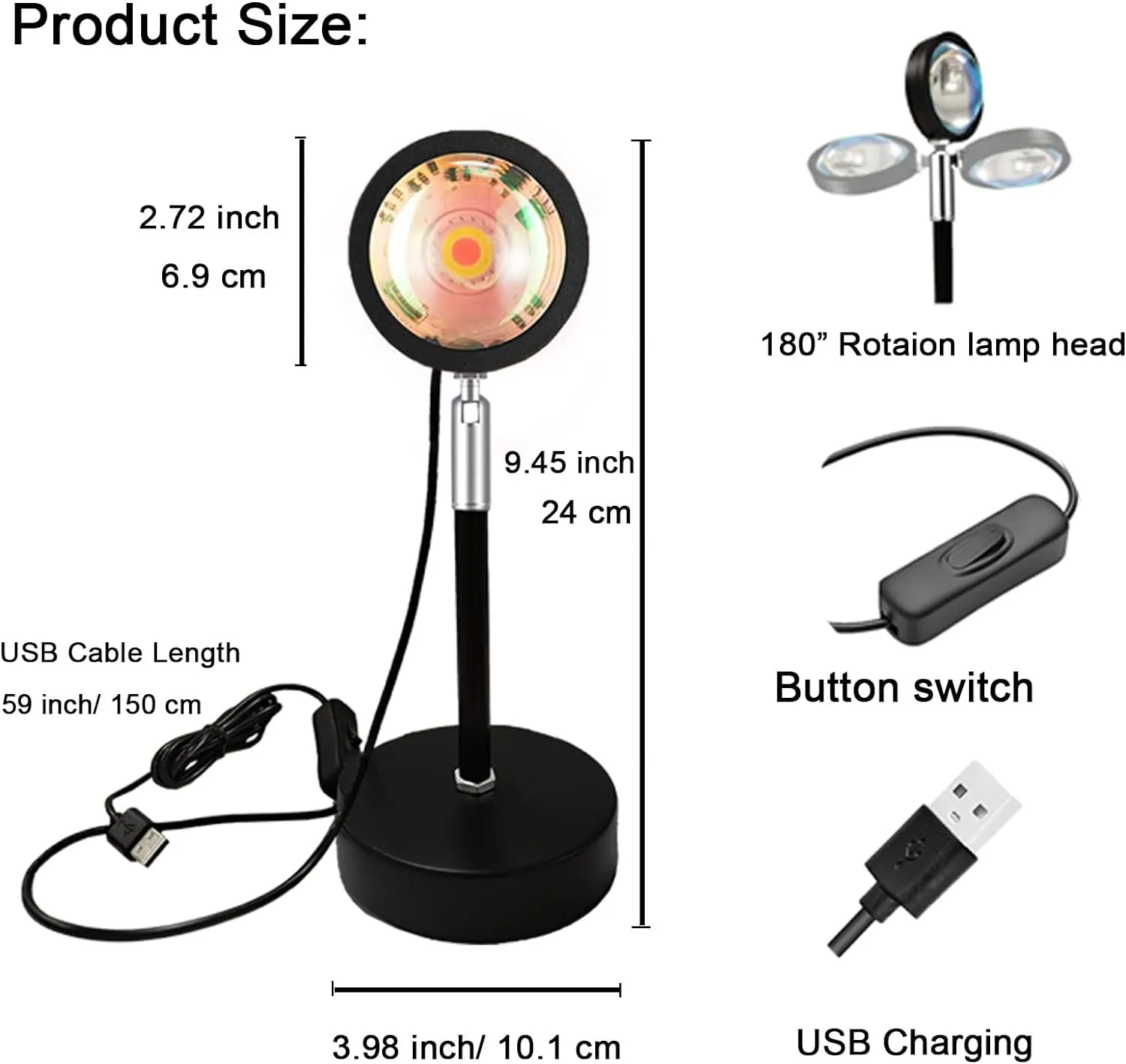 YouOKLight Sunset Lamp Projector, Sunset Projector Light LED 16 Colors Brightness Adjustable Projection Night Light with Remote Control USB Charging for Photography Party Home Living Room Bedroom…