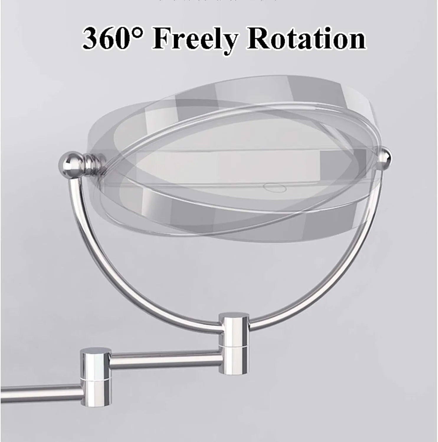 YSUEFIJO Rechargeable Wall Mounted Lighted Makeup Vanity Mirror, Double Sided 1X/3X/5X/7X/10X Magnifying Mirror, Shaving Light up Mirror, Extended Arm 360 Rotation, Portable Cosmetic Mirror