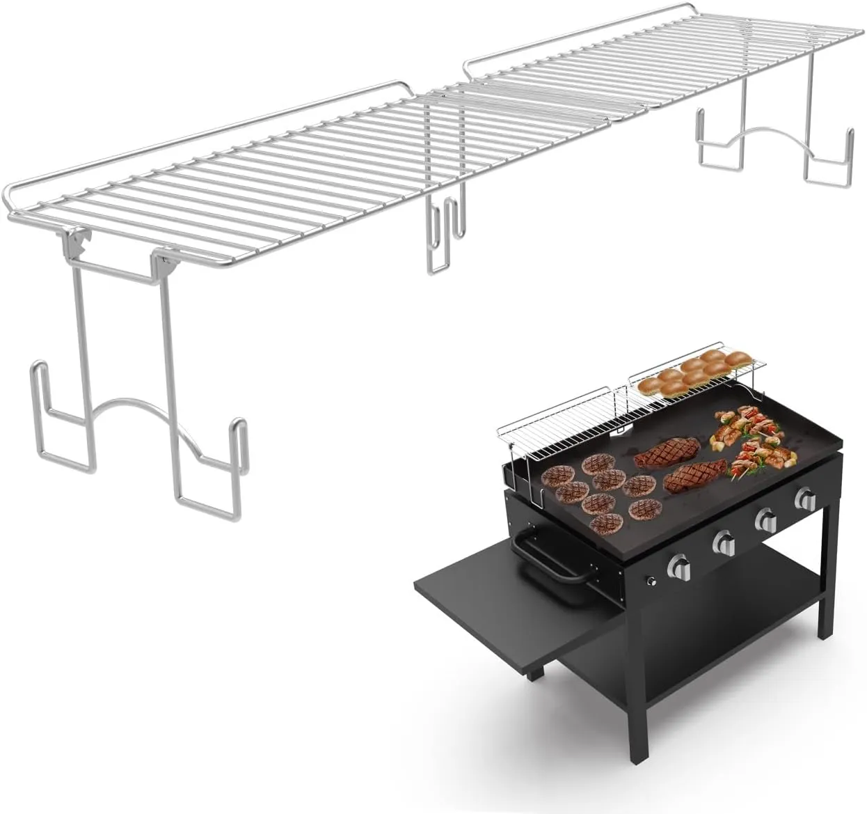 Yukon Glory™ Griddle Warming Rack - Designed for Blackstone Griddle 36" 1825 - New & Improved Design, One-Step Clip on Attachment (Not for Pro-Series)