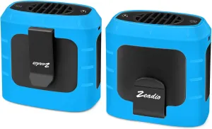 Zeadio Portable Waist Clip Fan, 4 Speeds 10000mAh Operated Hands-free Wearable Necklace Fan, with Lighting and Charging Function for Hot Flashes Home Office Travel Outdoor Sports - Blue