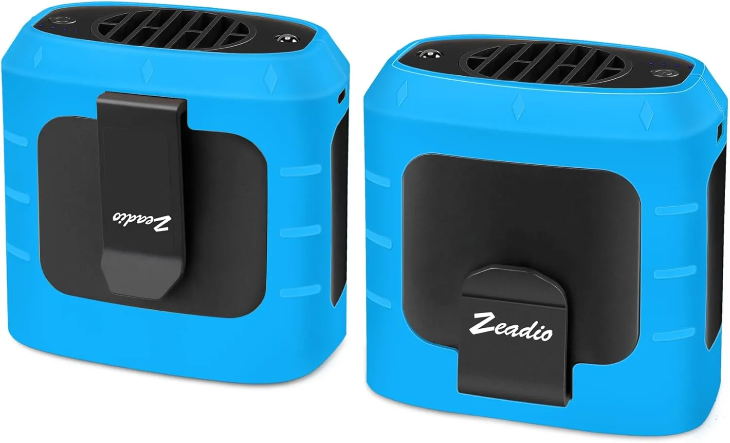 Zeadio Portable Waist Clip Fan, 4 Speeds 10000mAh Operated Hands-free Wearable Necklace Fan, with Lighting and Charging Function for Hot Flashes Home Office Travel Outdoor Sports - Blue