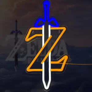 Zelda Neon Sign, Silicone & Acrylic 8.2x16.1 inches, Sword Z LED Light for Gaming Room Decor, Wall Mount Indoor USB Powered