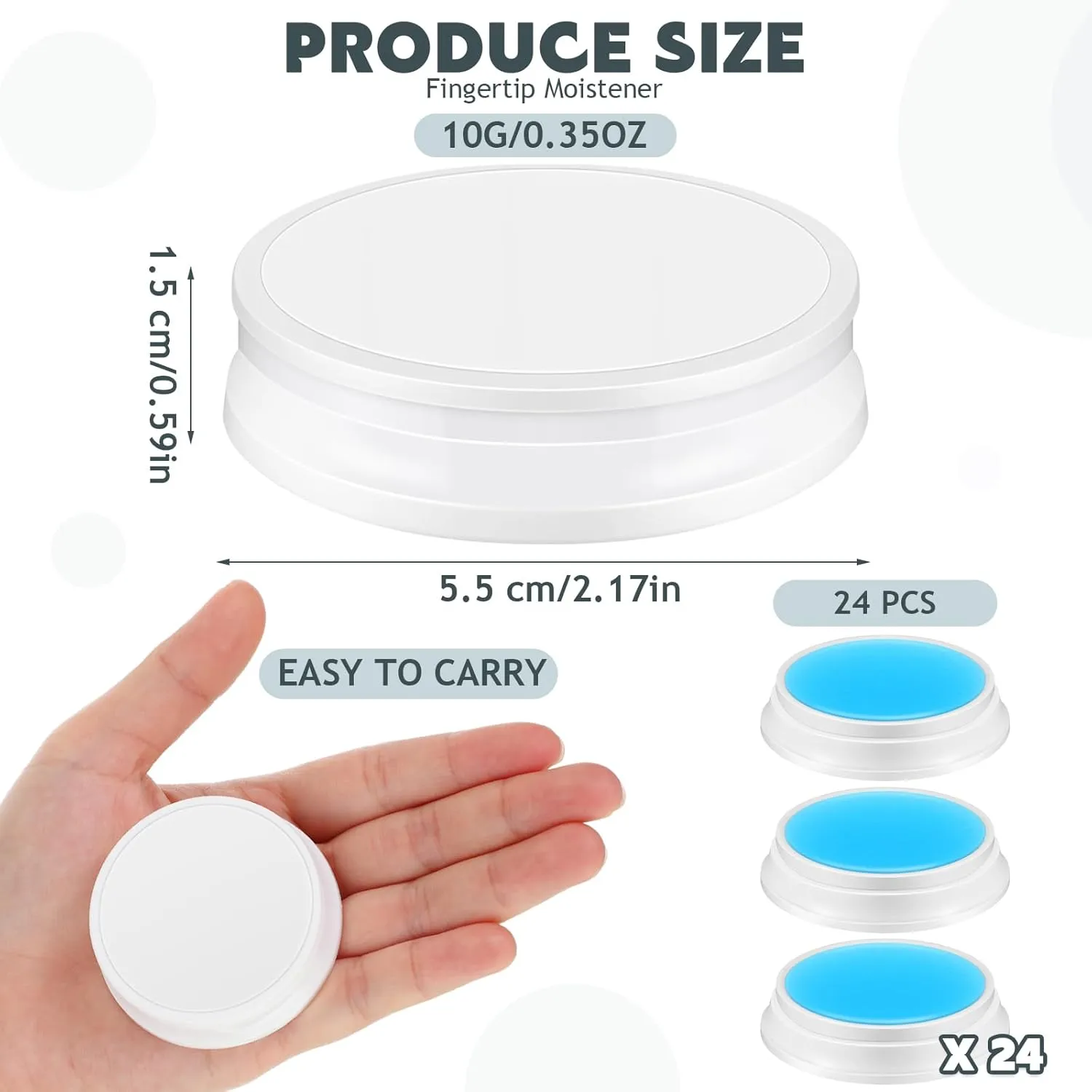 Zubebe 24 Pcs Finger Moistener for Paper Money Counting Wax Non Slip Fingertip Moisturizer Long Lasting Wet Finger Pad for Office to Grip Bills Document Counting Collating Sorting 0.35 oz (Blue)